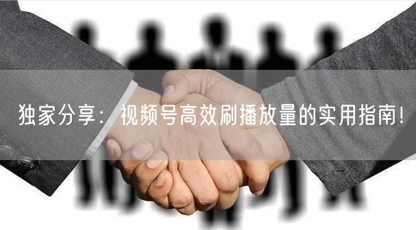 独家分享:视频号高效刷播放量的实用指南!