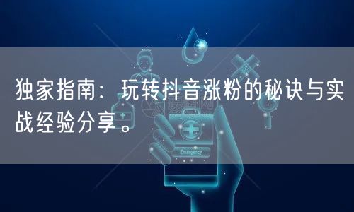 独家指南：玩转抖音涨粉的秘诀与实战经验分享。