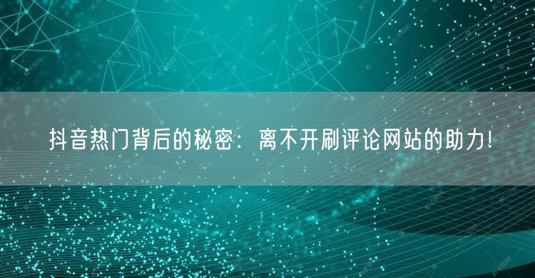 抖音热门背后的秘密:离不开刷评论网站的助力!