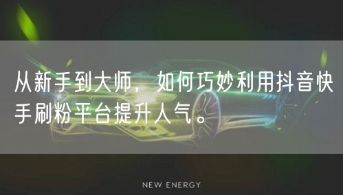 从新手到大师，如何巧妙利用抖音快手刷粉平台提升人气。