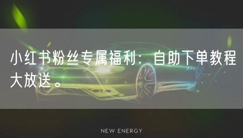 小红书粉丝专属福利：自助下单教程大放送。