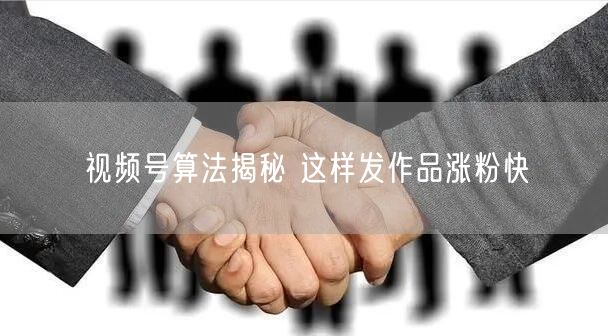 视频号算法揭秘 这样发作品涨粉快